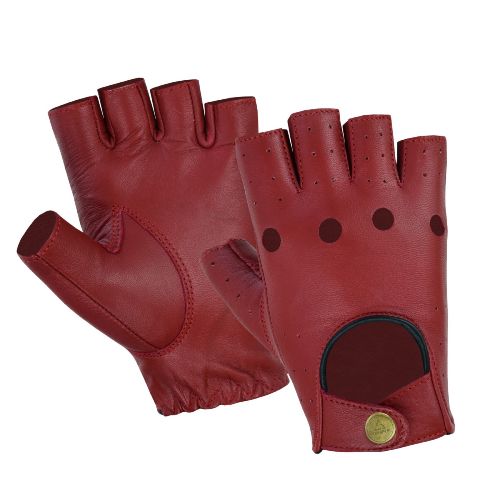 Fingerless Gloves in Fashion ladies Driving Cycling mens Sheepskin mittens Red Kenfit